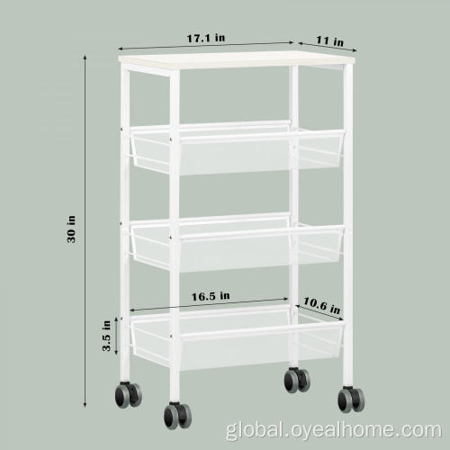 Wood Trash Can Three-Tier Basket Removable Multifunctional Cart Factory